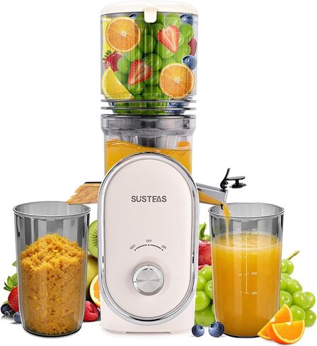 SUSTEAS Juicer Machines with 5.3" Extra Wide Chute, Whole Fruits Vegetables | Cold Press Juicer for 50oz Capacity Juice Extractor, High Juice Yield, Easy to Clean, Masticating juicer, Premium Black in Kuwait