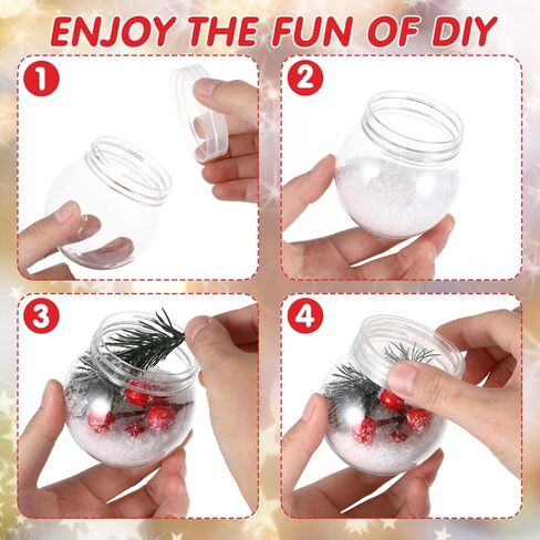 20pcs Plastic Snow Globe DIY Snow Globe Clear Plastic with Screw Off Water Globe Jar Empty for DIY Crafts Christmas Home Decoration (L*H: 5.3 x 6CM) in Saudi Arabia