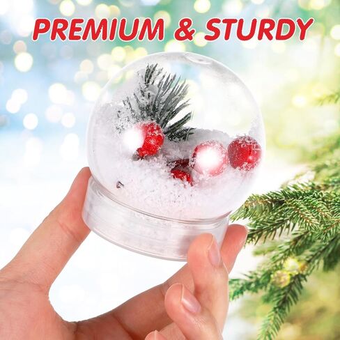 20pcs Plastic Snow Globe DIY Snow Globe Clear Plastic with Screw Off Water Globe Jar Empty for DIY Crafts Christmas Home Decoration (L*H: 5.3 x 6CM) in Saudi Arabia
