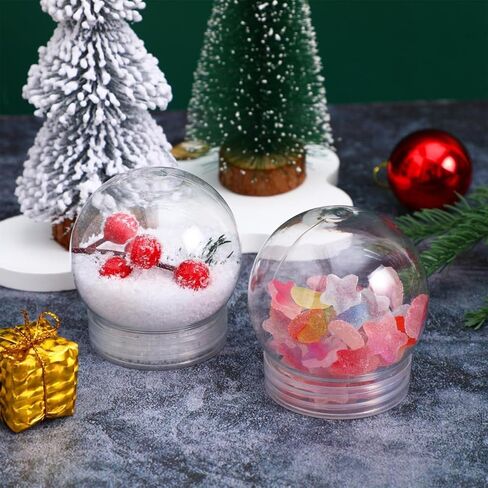 20pcs Plastic Snow Globe DIY Snow Globe Clear Plastic with Screw Off Water Globe Jar Empty for DIY Crafts Christmas Home Decoration (L*H: 5.3 x 6CM) in Saudi Arabia