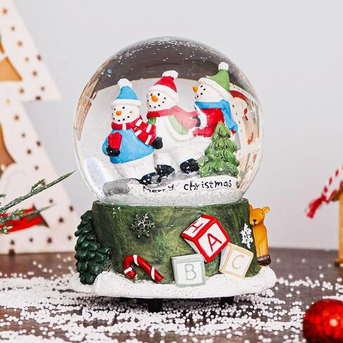 Christmas Snow Globe 100mm Music Snow Globe Water Ball, Holiday Glitter Snow Globe for Xmas Home Decoration Holiday Party Gifts, Snowman in Kuwait