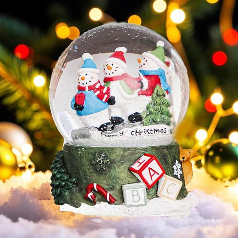 Christmas Snow Globe 100mm Music Snow Globe Water Ball, Holiday Glitter Snow Globe for Xmas Home Decoration Holiday Party Gifts, Snowman in Kuwait