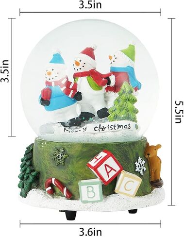 Christmas Snow Globe 100mm Music Snow Globe Water Ball, Holiday Glitter Snow Globe for Xmas Home Decoration Holiday Party Gifts, Snowman in Kuwait