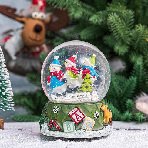 Christmas Snow Globe 100mm Music Snow Globe Water Ball, Holiday Glitter Snow Globe for Xmas Home Decoration Holiday Party Gifts, Snowman in Kuwait