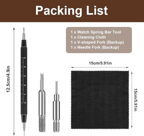 Watch Spring Bar Tool Kit - Double Ended Watch Band Pins Remover, Repair Tool with Aluminum Alloy Handle & Cleaning Cloth for Easy Strap Replacement in Saudi Arabia