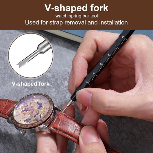Watch Spring Bar Tool Kit - Double Ended Watch Band Pins Remover, Repair Tool with Aluminum Alloy Handle & Cleaning Cloth for Easy Strap Replacement in Saudi Arabia