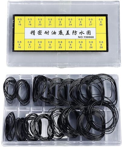 Watch Gasket O Ring Set, 180 Piece Rubber Sealing Rings Kit Watch Case Gasket Seals for Watch Repair and Maintenance Gasket Replacement, Sizes 0.5mm 0.6mm in Saudi Arabia