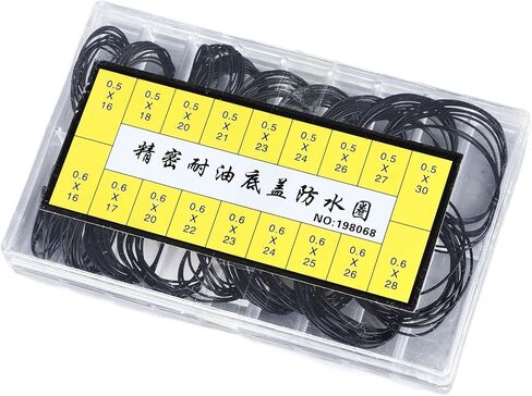 Watch Gasket O Ring Set, 180 Piece Rubber Sealing Rings Kit Watch Case Gasket Seals for Watch Repair and Maintenance Gasket Replacement, Sizes 0.5mm 0.6mm in Saudi Arabia