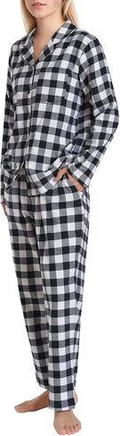 Women's Petite Flannel Button Down Pajama Set Petite Size Cotton Pjs in Saudi Arabia