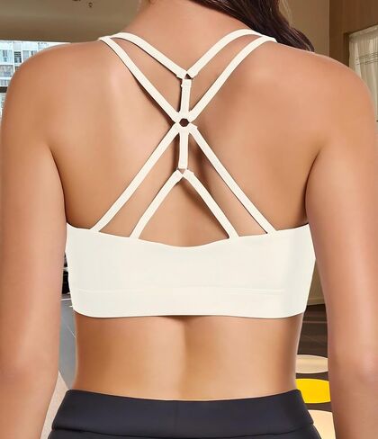 Sports Bra for Women, Criss-Cross Back Padded Strappy Push up Sports Bras with Removable Cups Workout Yoga Top in Saudi Arabia