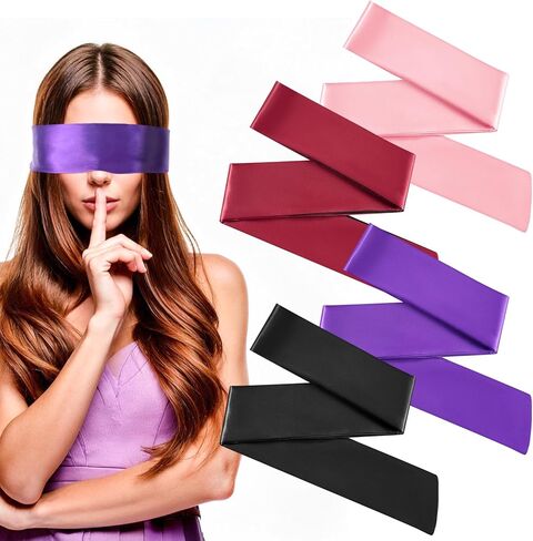 4pcs Silk Blindfold,59In Silk Blindfolds for Adults,Satin Blindfold Eye Masks for Sleeping, Adjustable Blind Folds for Travel,Nap(Multicolor) in Saudi Arabia