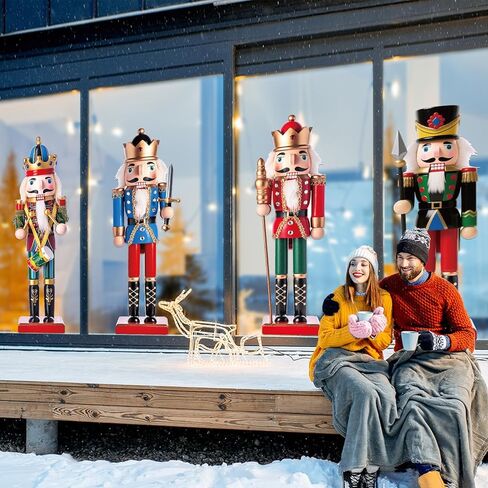 4Pcs Large 35 Inch Christmas Nutcrackers Window Clings Decorations Nutcracker Soldier Tall Decals Christmas Nutcrackers Window Door Stickers for Holiday Party Home Classroom Office Wall Decor in Saudi Arabia