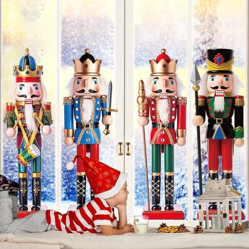 4Pcs Large 35 Inch Christmas Nutcrackers Window Clings Decorations Nutcracker Soldier Tall Decals Christmas Nutcrackers Window Door Stickers for Holiday Party Home Classroom Office Wall Decor in Saudi Arabia