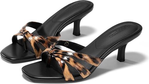 Coutgo Womens Strappy Kitten Heels Sandals Square Open Toe Flip Flops Slip On Slides Summer Dress Shoes in Saudi Arabia