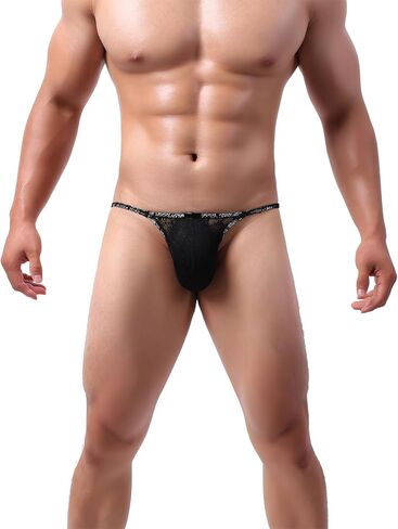 Men's Lace See Through G-String Underwear Sexy Low Rise Pouch Thong Y-back Underpanties for Men in Saudi Arabia