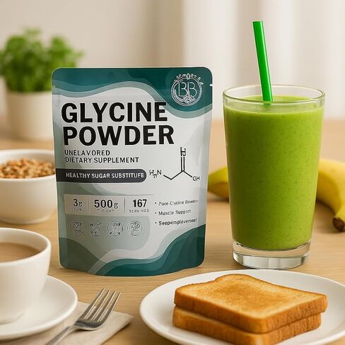 Glycine Powder - Glycine Supplements, Glycine 3000mg - Glycine Amino Acid Supplement, Pure & Gluten Free - Great Sugar Substitute 3000mg per Serving, 500g (1.1 lbs) (Pack of 1) in Saudi Arabia