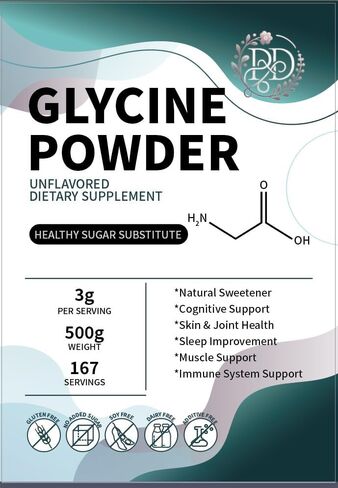 Glycine Powder - Glycine Supplements, Glycine 3000mg - Glycine Amino Acid Supplement, Pure & Gluten Free - Great Sugar Substitute 3000mg per Serving, 500g (1.1 lbs) (Pack of 1) in Saudi Arabia
