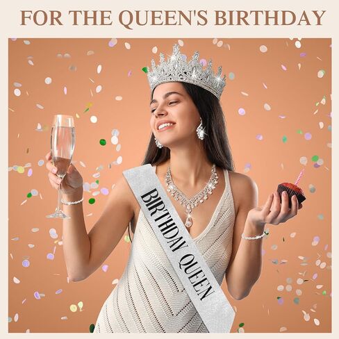 Tondiamo 8 Pcs Crowns and Tiaras Jewelry Sets Costume Jewelry for Women Crystal Earrings Necklace Bracelet Rhinestone Queen Headband Birthday Wedding Bridal Pageant Party Ceremony Cake Topper in Saudi Arabia