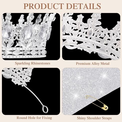 Tondiamo 8 Pcs Crowns and Tiaras Jewelry Sets Costume Jewelry for Women Crystal Earrings Necklace Bracelet Rhinestone Queen Headband Birthday Wedding Bridal Pageant Party Ceremony Cake Topper in Saudi Arabia