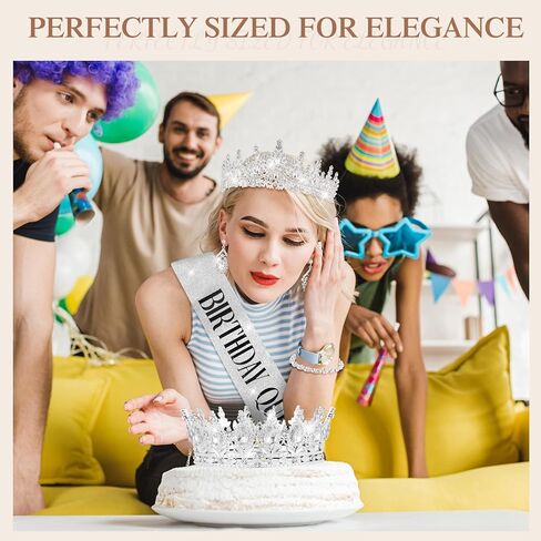 Tondiamo 8 Pcs Crowns and Tiaras Jewelry Sets Costume Jewelry for Women Crystal Earrings Necklace Bracelet Rhinestone Queen Headband Birthday Wedding Bridal Pageant Party Ceremony Cake Topper in Saudi Arabia