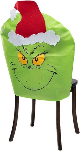 Fun Express Grinch Christmas Chair Covers Set of 4 - Holiday Dining Chair Slipcovers for Kitchen & Dining Room | Festive Christmas Decorations for Home Party | Polyester 23.5" x 28.25" in Saudi Arabia