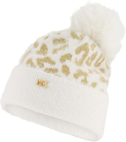 Michael Kors Womens Metallic Feather Leopard Cuff Hat in Saudi Arabia