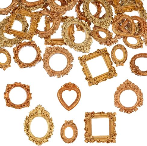 60 Pcs Vintage Resin Picture Frame, Antique Mini Gold Frame 6 Styles Small Resin Vintage Photo Frames Baroque Tiny Frames for Jewelry Display, Photography, Wall Decor, Table Decor-Multiple Gold in Saudi Arabia