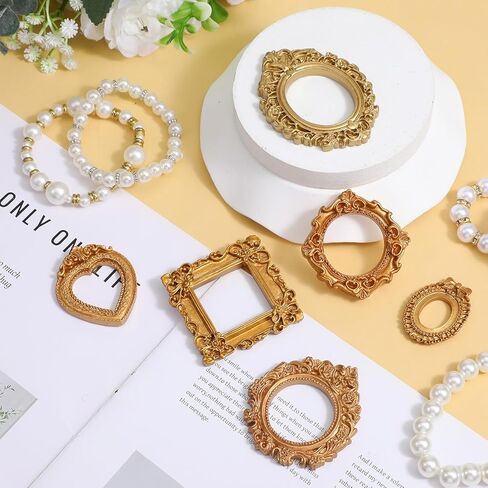 60 Pcs Vintage Resin Picture Frame, Antique Mini Gold Frame 6 Styles Small Resin Vintage Photo Frames Baroque Tiny Frames for Jewelry Display, Photography, Wall Decor, Table Decor-Multiple Gold in Saudi Arabia