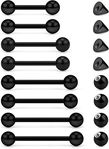 Lcolyoli Nipple Piercing Jewelry Tongue Rings Stainless Steel 16G 14G Straight Barbell Nipple Rings for Women Bar Length 12mm/14mm/16mm/19mm in Saudi Arabia