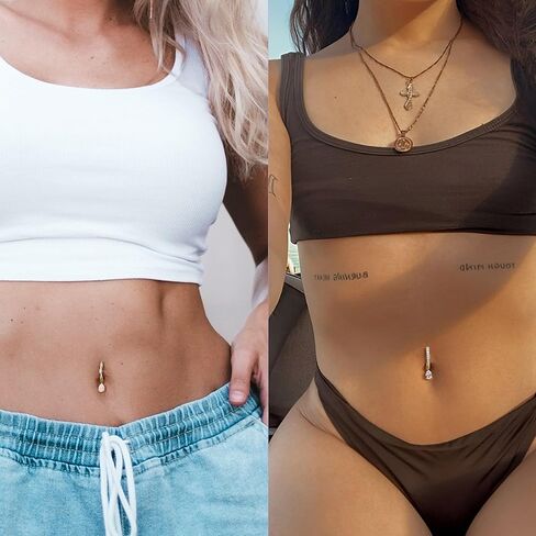 UBGICIG 14G Belly Button Rings - 316L Surgical Steel Belly Button Rings for Women Teardrop Dangle Clicker Belly Piercing Jewelry in Saudi Arabia