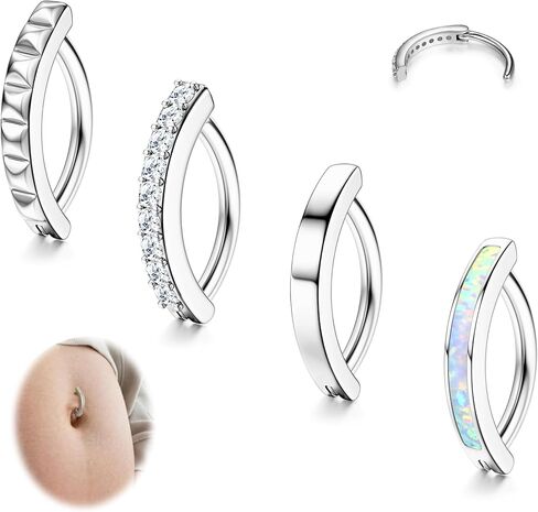 UBGICIG 14G Belly Button Rings - 316L Surgical Steel Belly Button Rings for Women Teardrop Dangle Clicker Belly Piercing Jewelry in Saudi Arabia