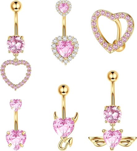 UBGICIG 14G Belly Button Rings - 316L Surgical Steel Belly Button Rings for Women Teardrop Dangle Clicker Belly Piercing Jewelry in Saudi Arabia