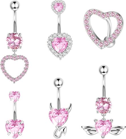 UBGICIG 14G Belly Button Rings - 316L Surgical Steel Belly Button Rings for Women Teardrop Dangle Clicker Belly Piercing Jewelry in Saudi Arabia