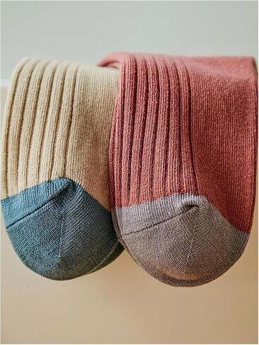 OYOANGLE Women's 5 Pair Color Block Striped Winter Crew Socks Fall Cute Socks Comfy Daily Wear Knitted Sock in Saudi Arabia