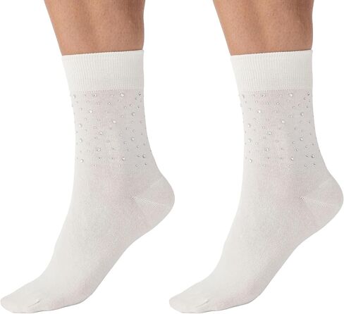L'eggs Runway Women's Fashion Bedazzled Crew Socks| Breathable, Comfortable, Stretchy, Trendy Embellished| One Size | 2 Pack in Saudi Arabia