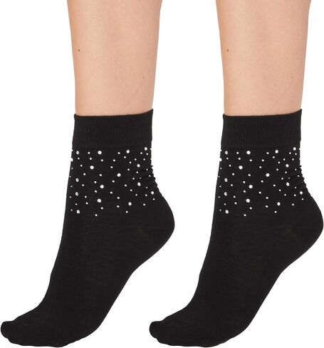 L'eggs Runway Women's Fashion Bedazzled Crew Socks| Breathable, Comfortable, Stretchy, Trendy Embellished| One Size | 2 Pack in Saudi Arabia
