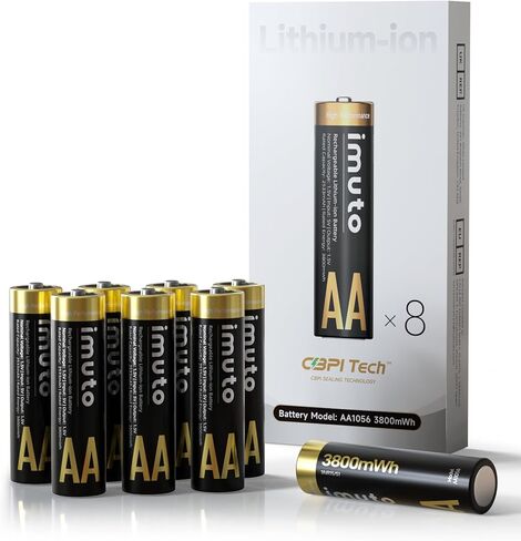 imuto Rechargeable AA Battery Charger for AA Lithium & NiMH Batteries, 8 Independent Fast Charging Slots, Magnetic Flip-top Box Design, USB-C Input Port (Adapter not Included) in Saudi Arabia