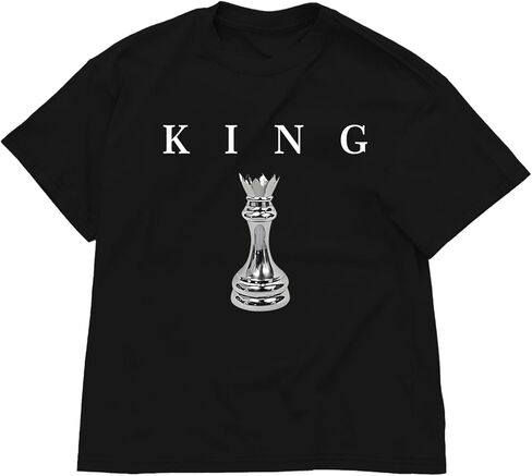 تي شيرت مطبوع عليه رسومات للأولاد مطبوع عليه King Chess للأطفال، قمصان مصممة رائعة بأكمام قصيرة، ملابس للأولاد المراهقين العصرية in Kuwait