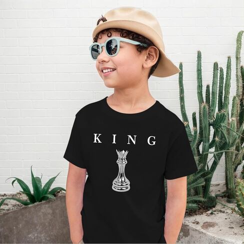 تي شيرت مطبوع عليه رسومات للأولاد مطبوع عليه King Chess للأطفال، قمصان مصممة رائعة بأكمام قصيرة، ملابس للأولاد المراهقين العصرية in Kuwait