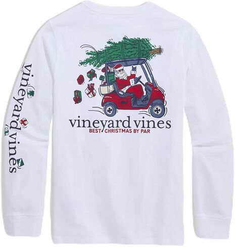 Vineyard Vines Boys Boys' Best Christmas by Par Long-Sleeve Pocket Tee in Saudi Arabia