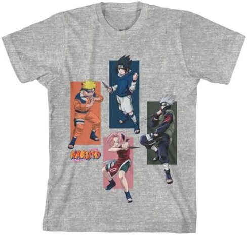 تي شيرت Bioworld Naruto Sakura and Characters مكون من 4 قطع شبابية برقبة دائرية وأكمام قصيرة in Kuwait