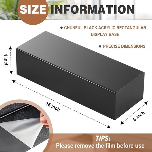 Chunful Black Acrylic Display Box Riser Trophy Base Acrylic Pedestal Stand Block Versatile Trophy Diorama Base and Storage for Photography Props Home Office Decor Showing(16" L X 6" W X 4" H) in Saudi Arabia