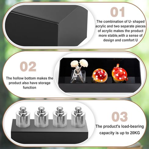 Chunful Black Acrylic Display Box Riser Trophy Base Acrylic Pedestal Stand Block Versatile Trophy Diorama Base and Storage for Photography Props Home Office Decor Showing(16" L X 6" W X 4" H) in Saudi Arabia