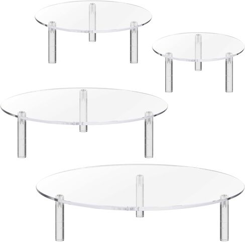 4 Pcs Round Acrylic Display Riser Clear Round Stands Pedestal Riser Board for Cake Plant Dessert Jewelry Collectibles Cupcakes Figures Organizer Home Decor Wedding Birthday Party(5'', 6'',8'',10'') in Saudi Arabia