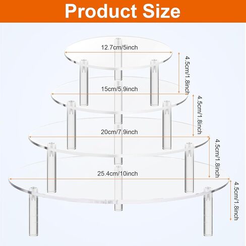 4 Pcs Round Acrylic Display Riser Clear Round Stands Pedestal Riser Board for Cake Plant Dessert Jewelry Collectibles Cupcakes Figures Organizer Home Decor Wedding Birthday Party(5'', 6'',8'',10'') in Saudi Arabia