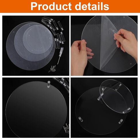 4 Pcs Round Acrylic Display Riser Clear Round Stands Pedestal Riser Board for Cake Plant Dessert Jewelry Collectibles Cupcakes Figures Organizer Home Decor Wedding Birthday Party(5'', 6'',8'',10'') in Saudi Arabia