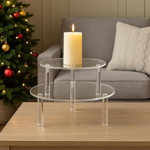 4 Pcs Round Acrylic Display Riser Clear Round Stands Pedestal Riser Board for Cake Plant Dessert Jewelry Collectibles Cupcakes Figures Organizer Home Decor Wedding Birthday Party(5'', 6'',8'',10'') in Saudi Arabia