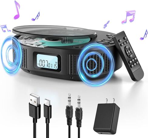 مشغل CD Protable ، Feleman 2 في 1 CD Player Boombox & Bluetooth مكبر صوت ، مشغل أقراص مضغوطة محمولة قابل لإعادة الشحن للسيارة/المنزل مع التحكم عن بُعد ، راديو FM ، دعم AUX/USB ، مقبس سماعة الرأس (Pink) in Kuwait