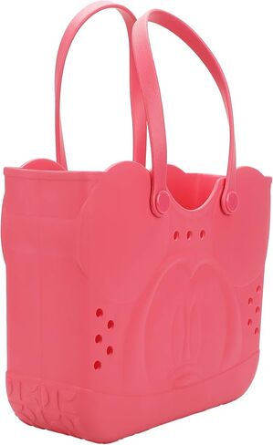 Bioworld Disney Mickey Mouse Face 16.5" Adult Black Pink Water-Resistant Rubber Molded Large Tote Beach Swim Bag in Saudi Arabia