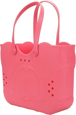 Bioworld Disney Mickey Mouse Face 16.5" Adult Black Pink Water-Resistant Rubber Molded Large Tote Beach Swim Bag in Saudi Arabia
